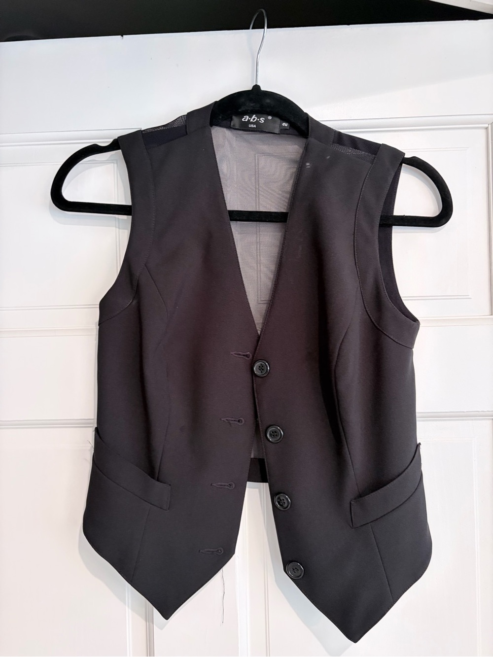 VINTAGE a.b.s. Allen Schwartz Sheer Mesh Tuxedo Vest Size 2